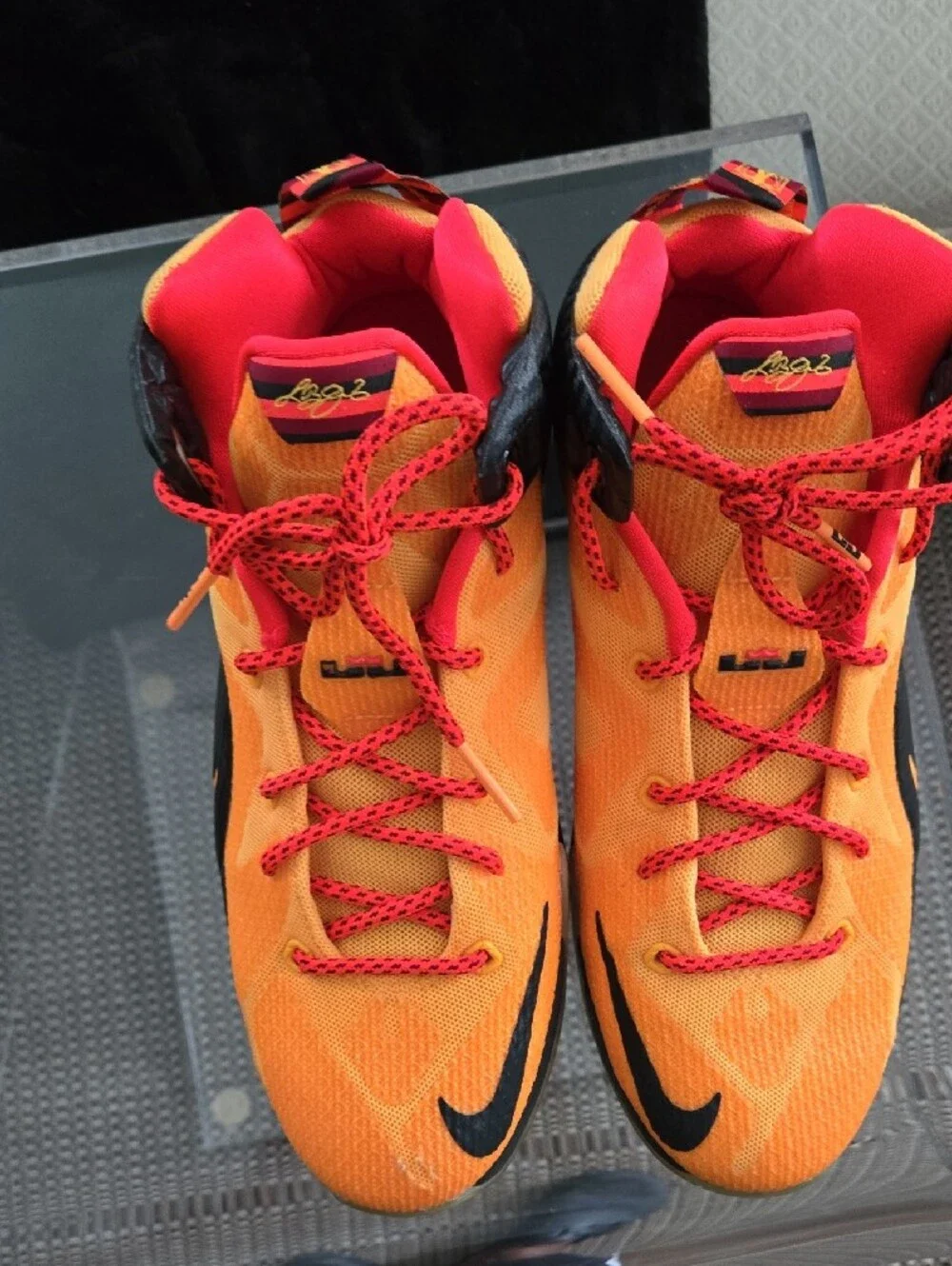 Nike Lebron James 12 CLE Youth Orange and Red Athletic Shoes - Lightweight